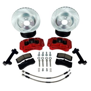 Jeep Gladiator JT Brake Kit - Front - Baer Brakes - 13.5in 6T Front SZ, Slotted Rotors + D1247 Pads - Fire Red - `20-`25